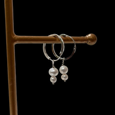 Pearl  Drop Hoop Earrings - CherishBox 