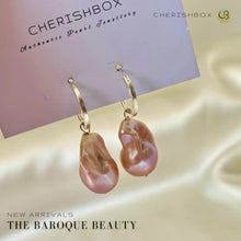 Pink Baroque Pearl Hoop Earrings in 925 Sterling Silver CherishBox