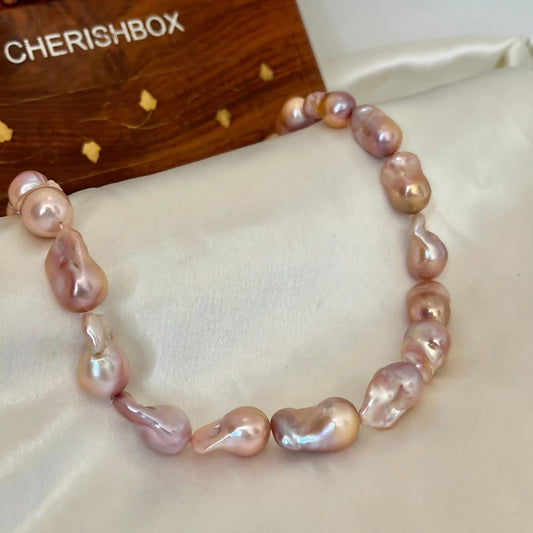 Big Baroque Pearl Necklace in shades of Pink - CherishBox