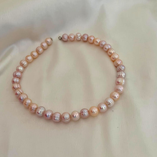 Pink Ringed Pearl Necklace | AAA Grade Peach Pearls – CherishBox