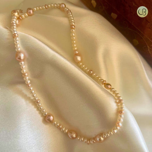 Premium Collar Tiny Pearl Necklace close-up, 3-5mm pearls - CherishBox