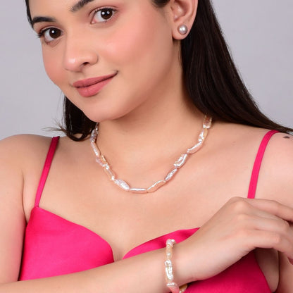 Radiant Rose Biwa Pearl Necklace Set - CherishBox