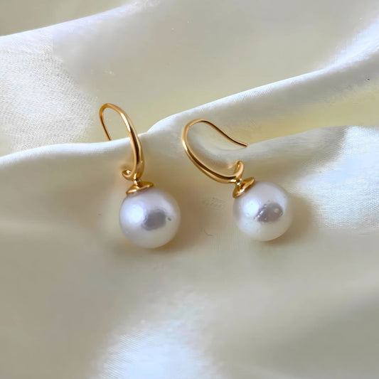 SWAN Earrings - White South Sea Pearl 13-14mm approx - CherishBox