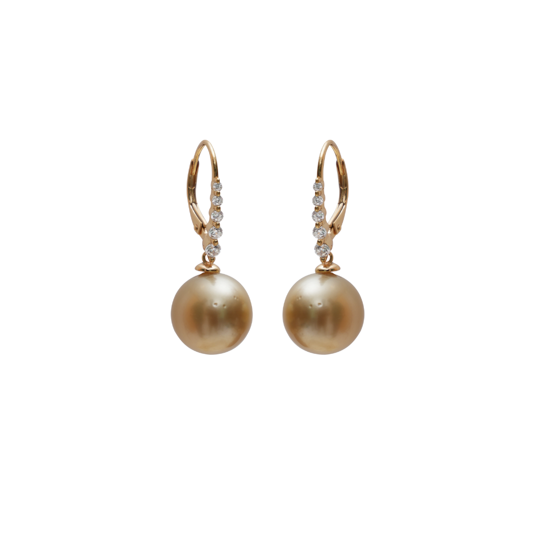 StarDust Golden Pearl Earrings | Premium South Sea Pearl Earring | CherishBox