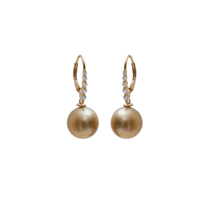 StarDust Golden Pearl Earrings | Premium South Sea Pearl Earring | CherishBox