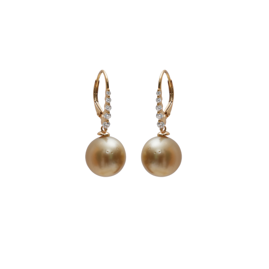 StarDust Golden Pearl Earrings | Premium South Sea Pearl Earring | CherishBox