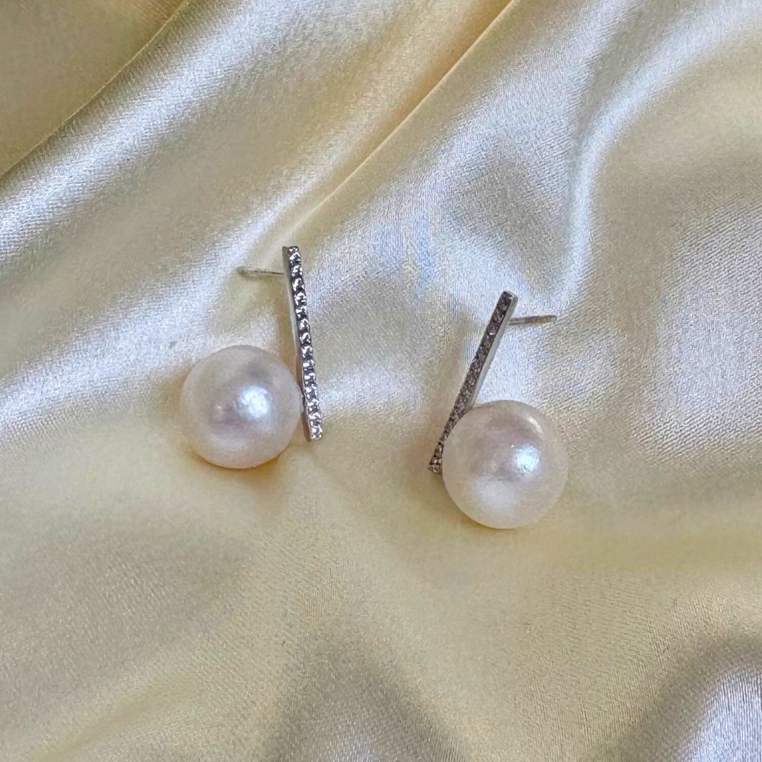 Star Dust Real Pearl Earrings | 92.5 Sterling Silver Minimal Drop Earrings  CherishBox