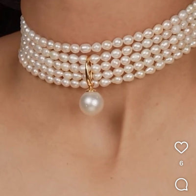 Swan Grace White Freshwater Pearl Layered Choker CherishBox