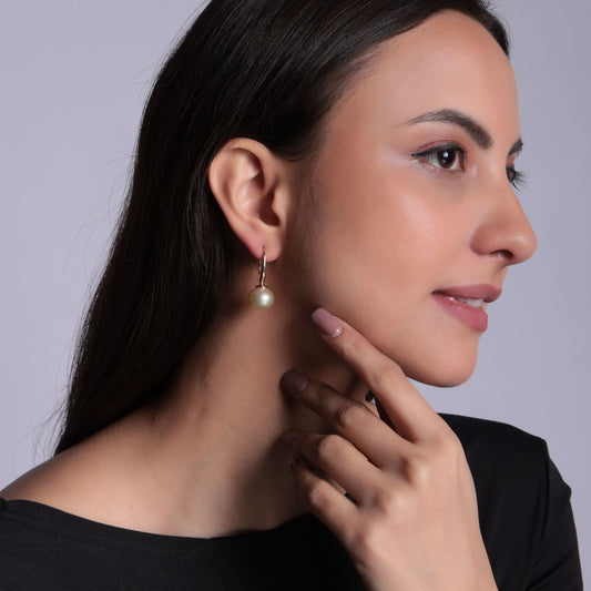 Swan Pearl Earring - South Sea Golden Pearl Earring in 92.5 Sterling Silver