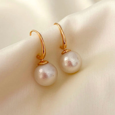 Swan White South Sea Pearl Earring in 92.5 Sterling Silver Gold Plated CherishBox 