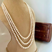 The Royal Layers – Three Long Layered White Pearl Necklace from CherishBox