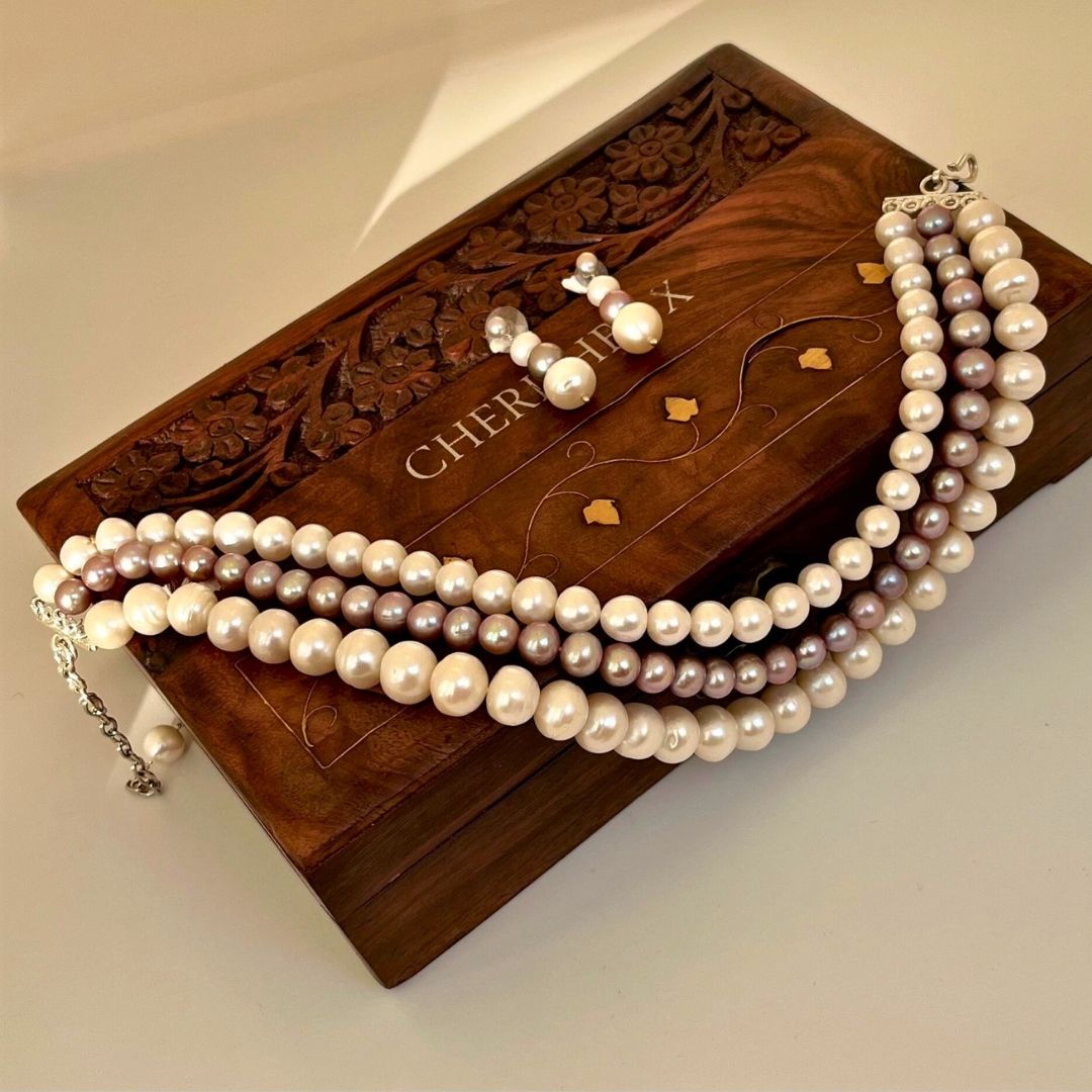 Three Layer pearl Choker Set- CherishBox