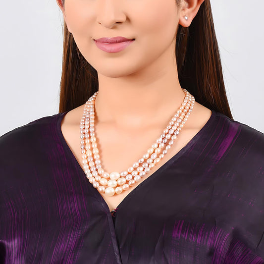 Three Layered Oval Pearl Necklace - CherishBox