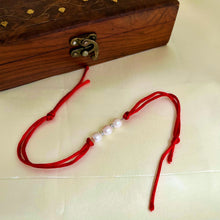 Traditional Pearl Rakhi made in 92.5 Silver and Mouli Thread- CherishBox