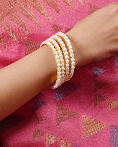 Traditional White Pearl Bangle - CherishBox