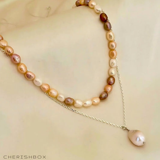 Tumble Pearl Necklace with Baroque Pendant - CherishBox 