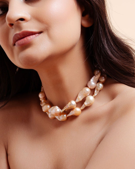 Two Layer Baroque Real Pearl Choker Necklace- CherishBox