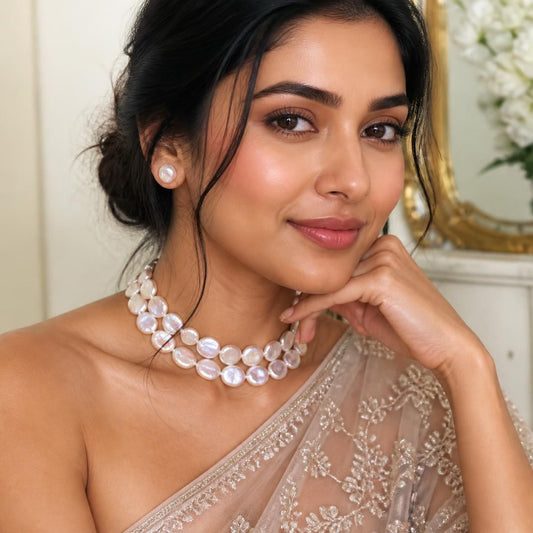Two Layer White Coin Pearl Choker CherishBox