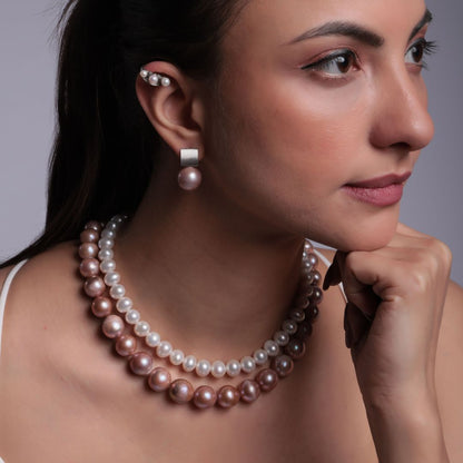 Two layer Pink Pearl Necklace CherishBox Premium Pearl Jewellery 
