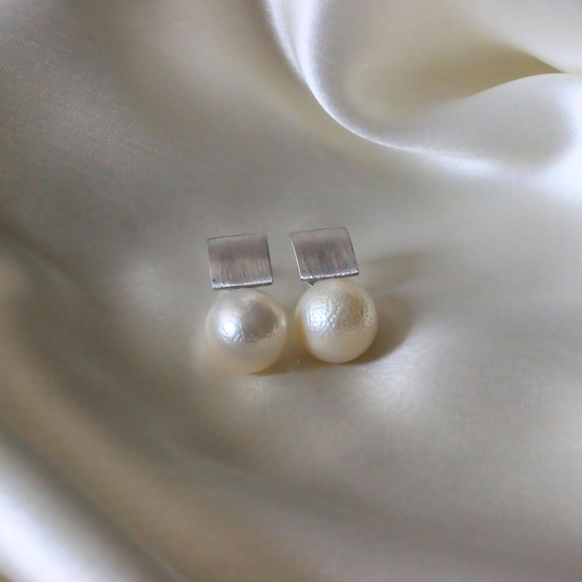 Silver Dawn South sea pearl earrings in silver studs - CherishBox