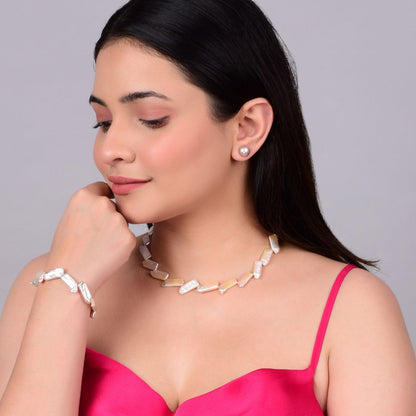 Zigzag Elegance Biwa Pearl Necklace Set- CherishBox