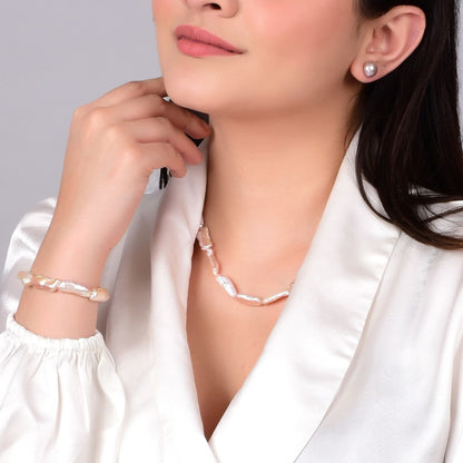 Radiant Rose Biwa Pearl Necklace Set - CherishBox