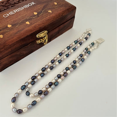 Multicolor Oval Pearl Necklace - CherishBox Real Pearl Jewellery