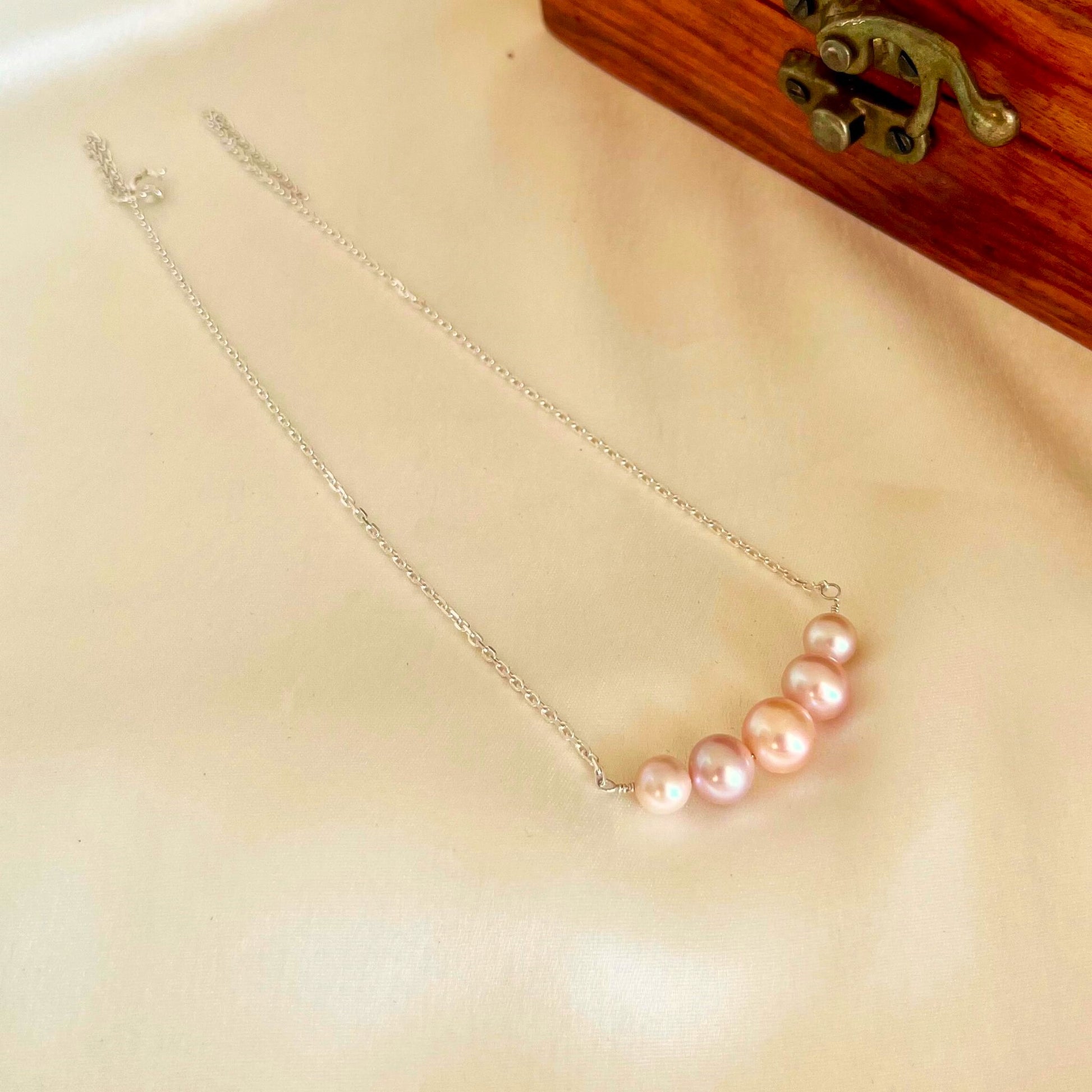 5 Beaded Peach Pearl Necklace - CherishBox