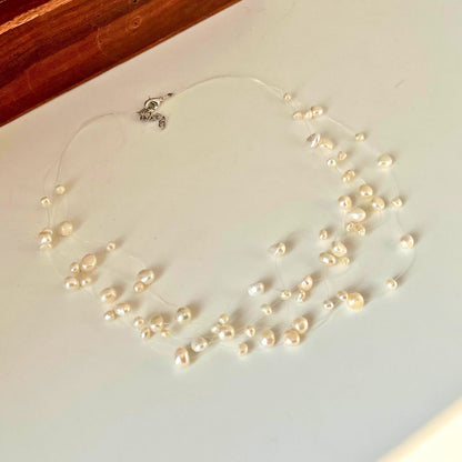 Delicate Floating Pearl Necklace – A Minimalist Elegance