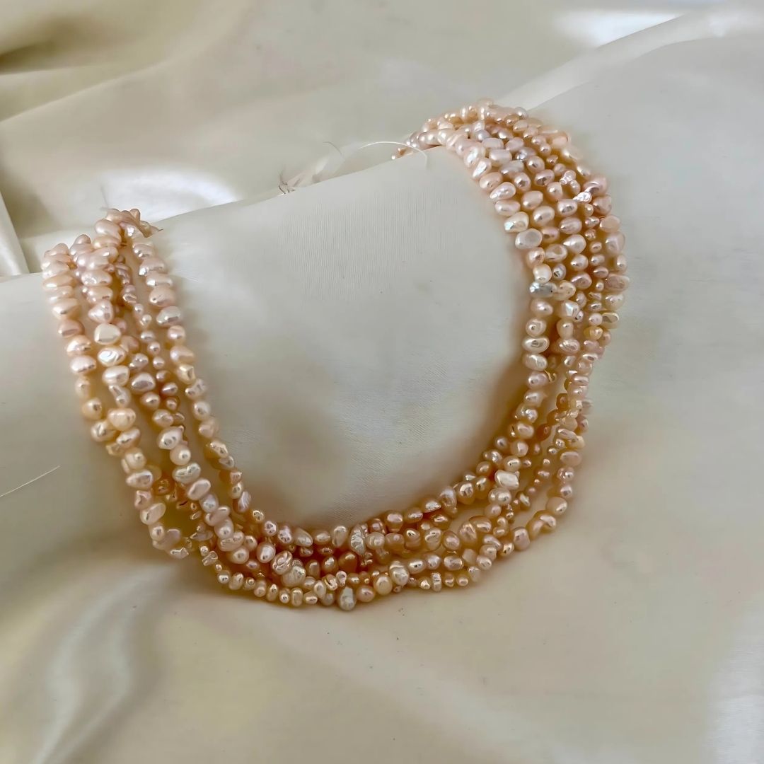 Multi-Strand Natural Pink Freshwater Pearl Necklace