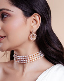 Double Hoop Freshwater Pearl Earrings