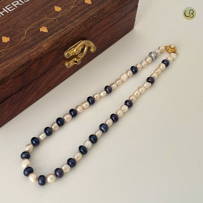 Single Strand Blue Pearl Necklace - CherishBox