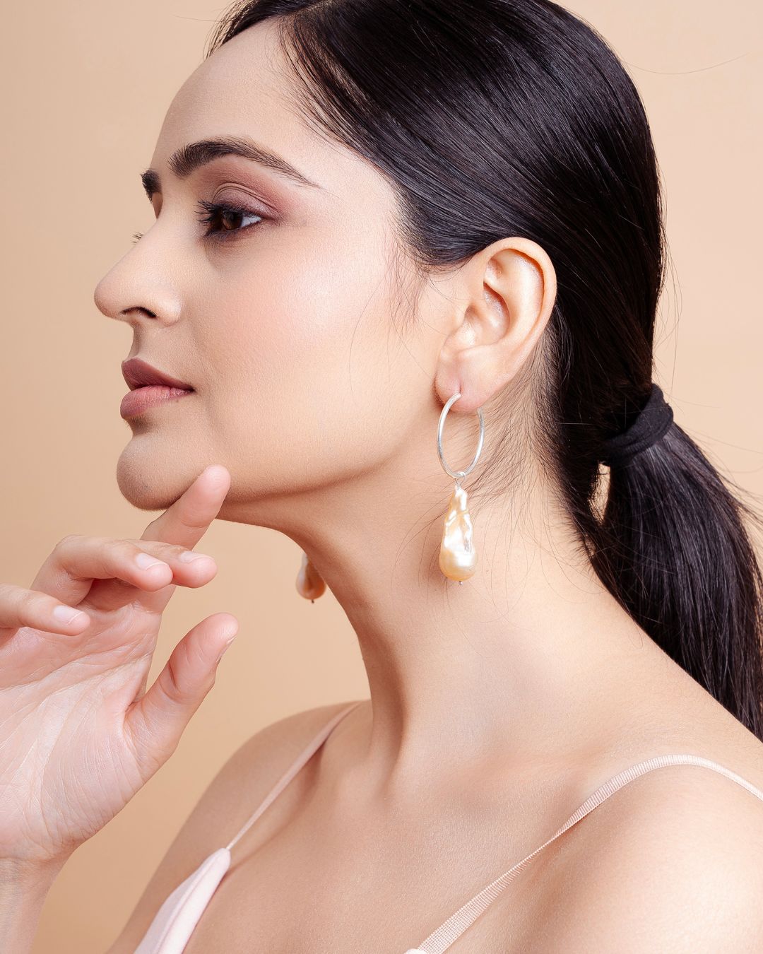 Silver Dew | Baroque Pearl Hoop Earrings in 925 Silver