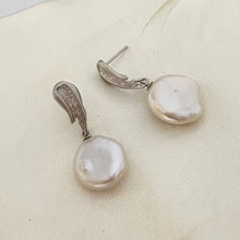 Wave Coin Pearl Earring in 92.5 Sterling Silver