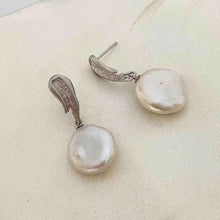 Wave Coin Pearl Earring in 92.5 Sterling Silver