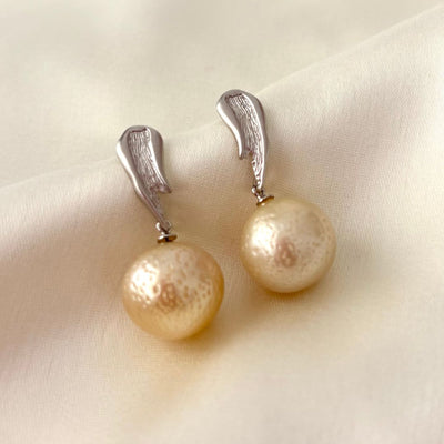 Wave Golden South Sea Pearl Drop Earrings | CherishBox
