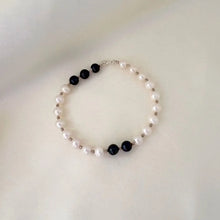 White and Black Freshwater Pearl Bracelet in Silver - CherishBox