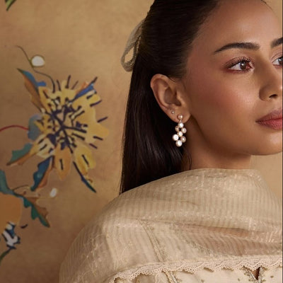Zig Zag Pearl Earrings for ethnic - CherishBox