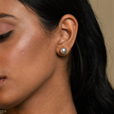 12mm Grey Pearl Stud - CherishBox 