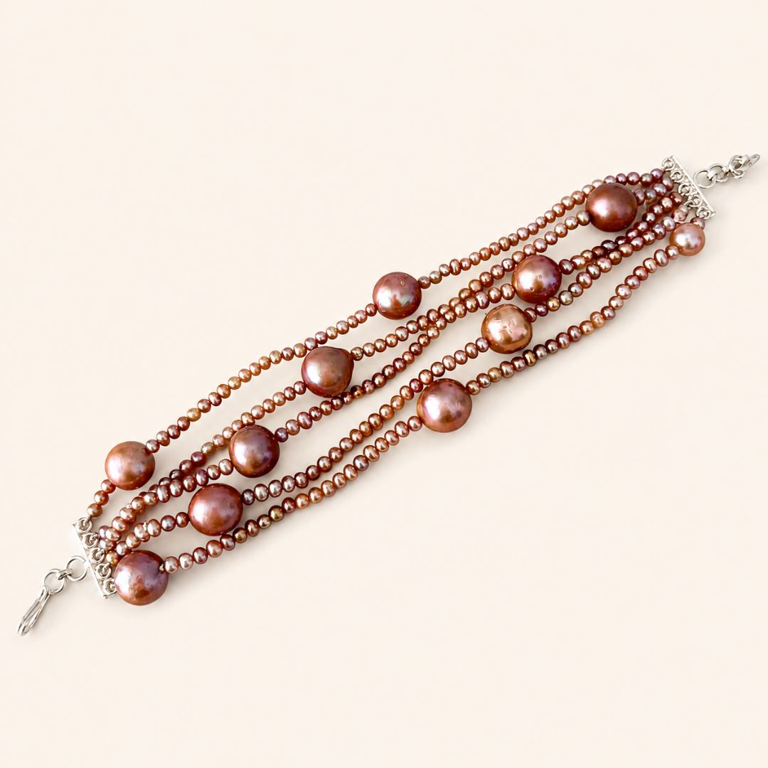 Élan Rosé Convertible 5-Layer Pearl Choker & Bracelet - CherishBox