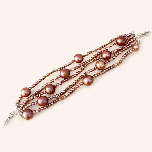 Élan Rosé Convertible 5-Layer Pearl Choker & Bracelet - CherishBox