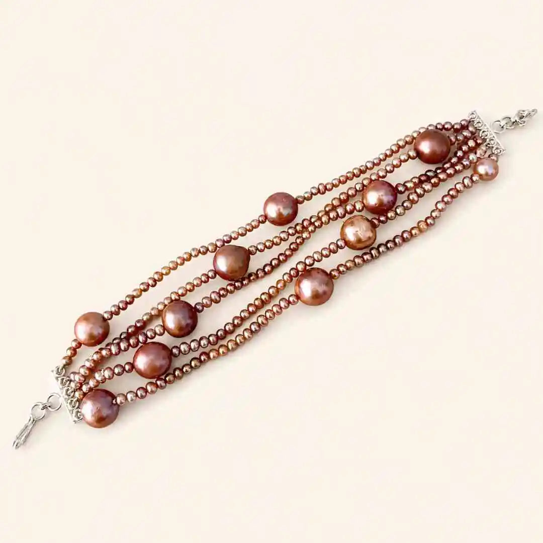 Élan Rosé Convertible 5-Layer Pearl Choker & Bracelet