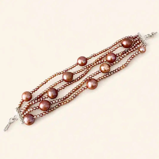 Élan Rosé Convertible 5-Layer Pearl Choker & Bracelet
