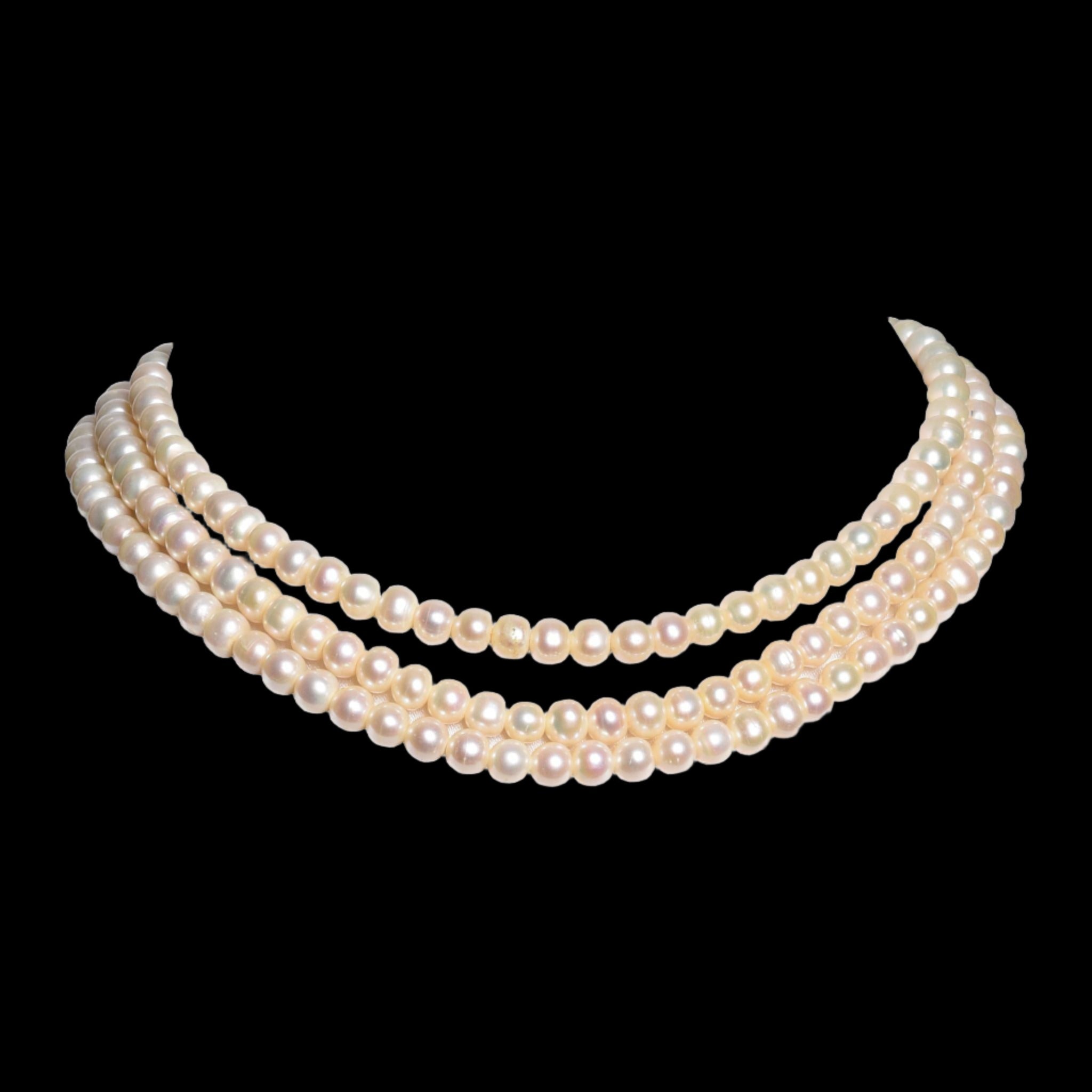 Sold at Auction: 14K Gold Clasp Pearl Necklace, Size of each bead: 9-10mm,  Length: 18