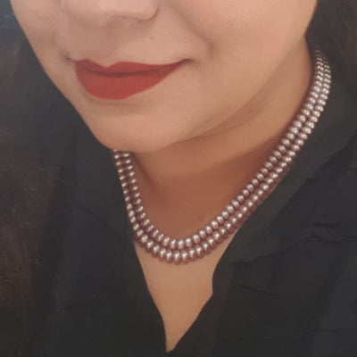 Happy Customer in pink pearl necklace 