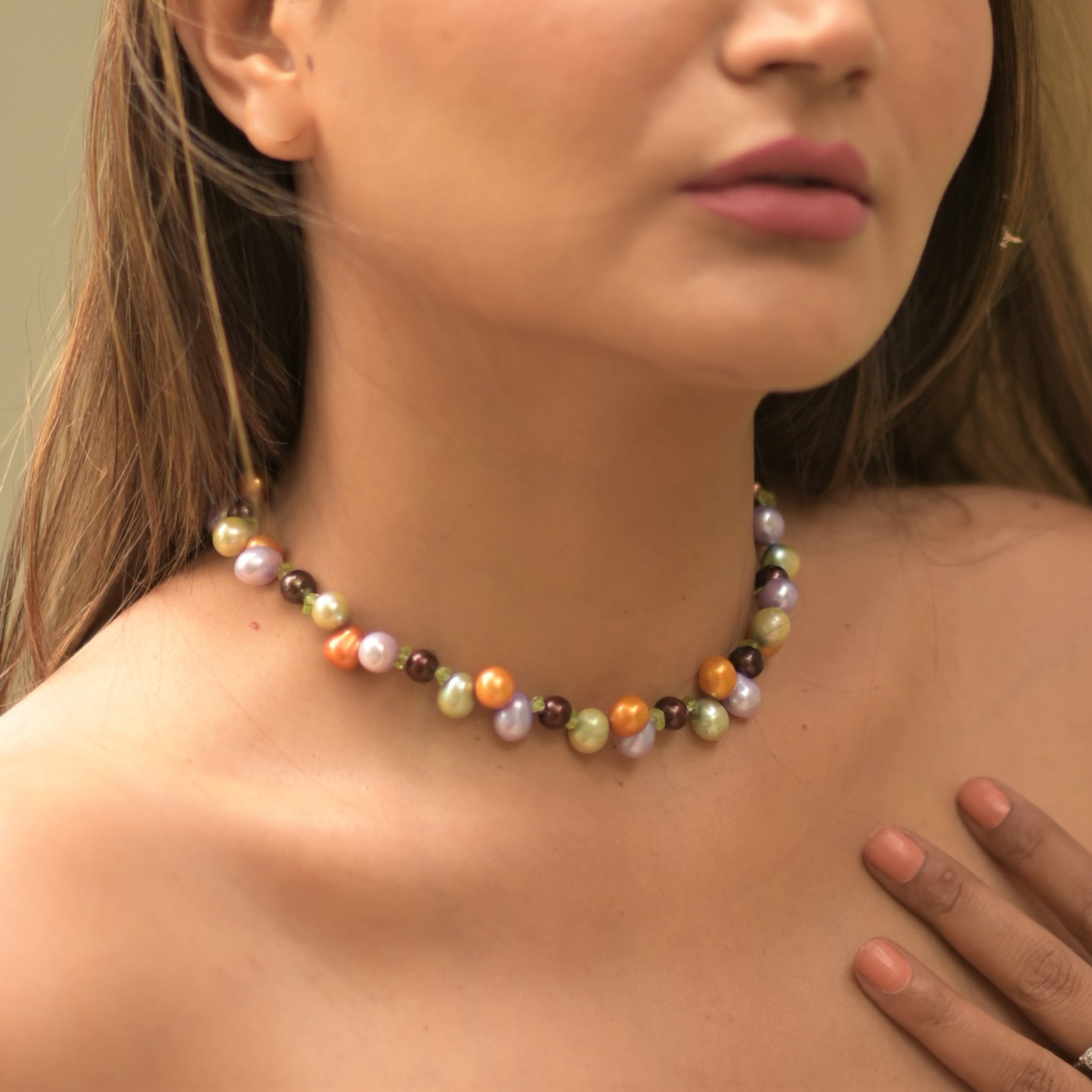 Pearl bead necklace 22k 22ct gold emerald ruby loose set with earrings  colorful - TRIBAL ORNAMENTS