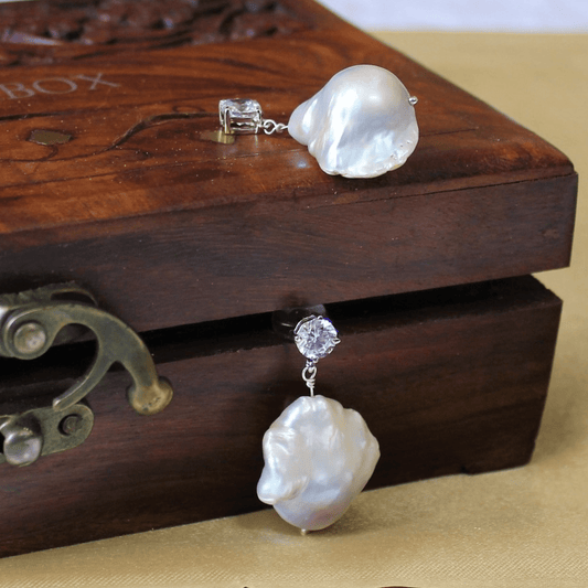 Big baroque Pearl Earrings - CherishBox
