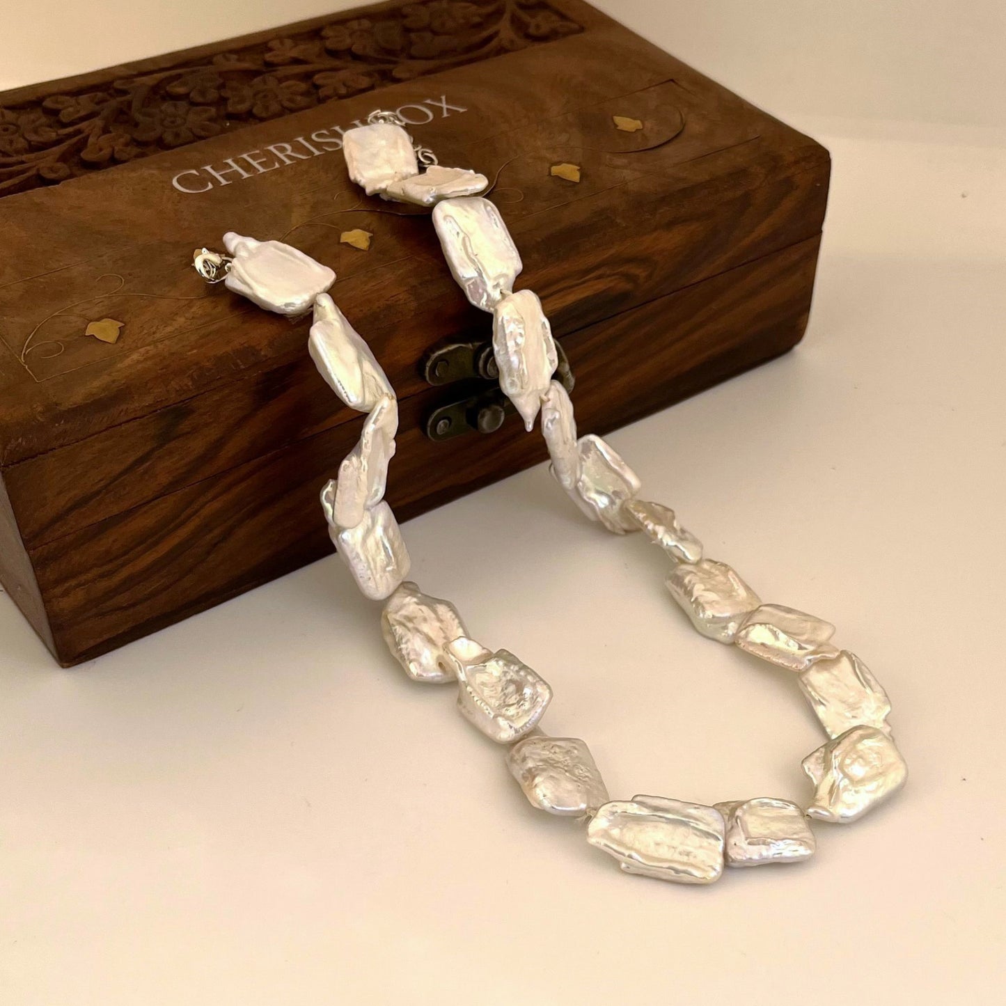 Fancy Unshaped White Pearl Necklace - CherishBox 