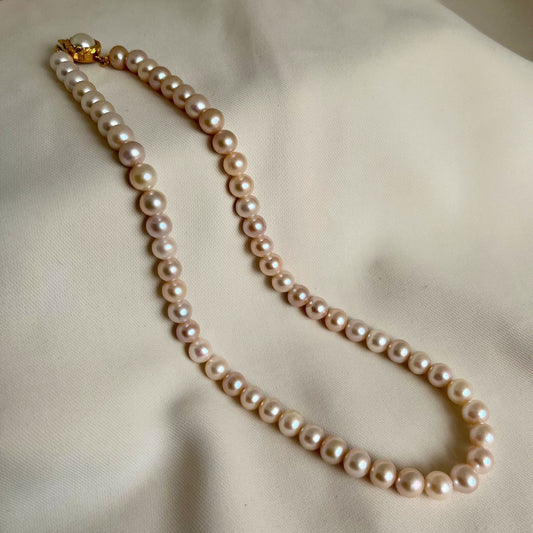 White Pearl Necklace with Pink Overtone - CherishBox