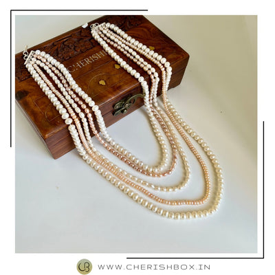 Multilayer multicolour Cherishbox authentic pearl necklace 